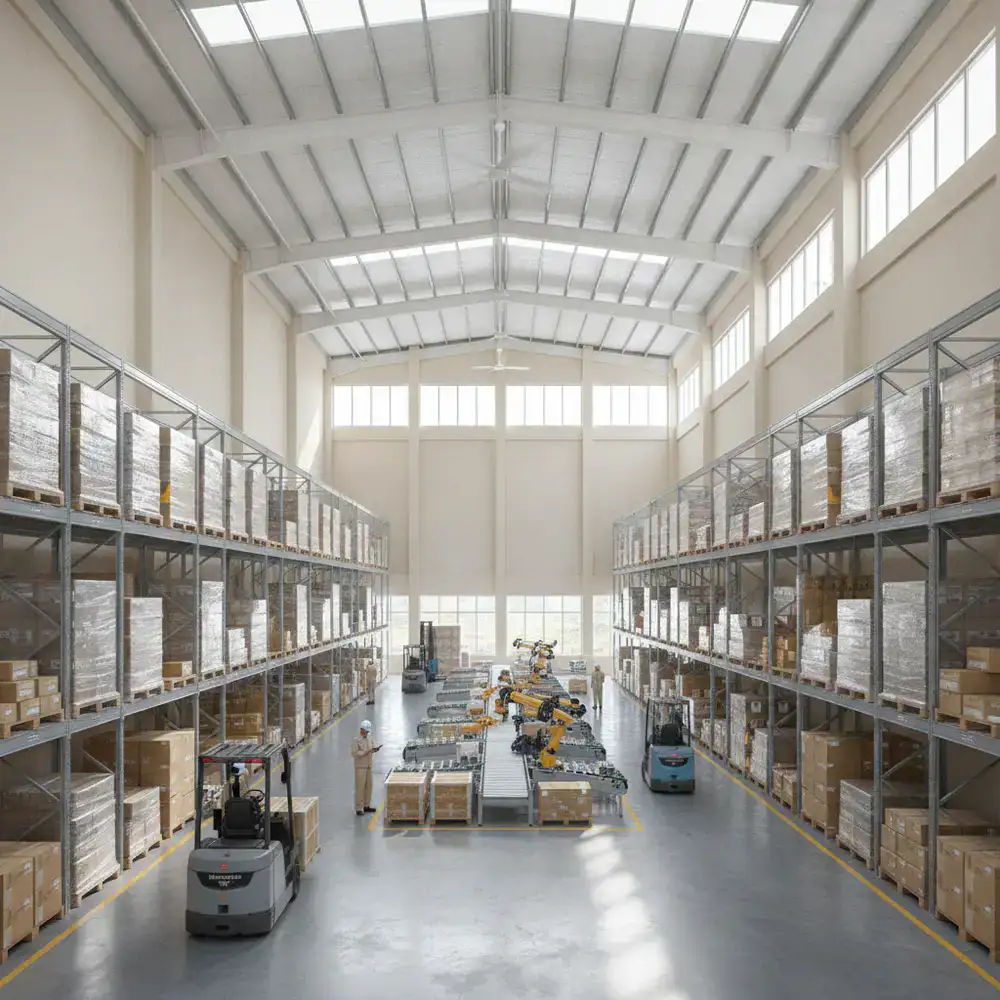 Modern logistics warehouse interior in Vietnam